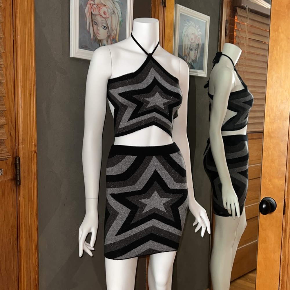 NWT Steve Madden Retro Star Knit Skirt & Halter Top Set Small
